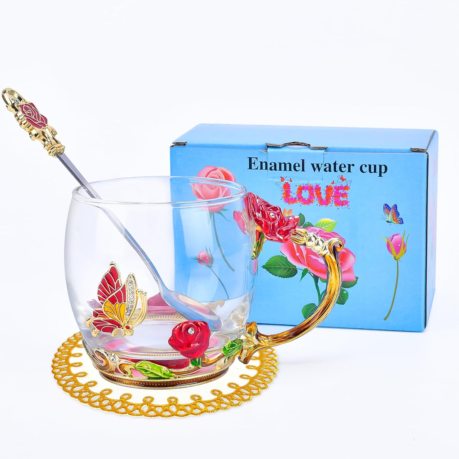 OEAGO Gifts for Mom Women Mothers Day Valentines Day Gifts Glass Coffee Enamels Mug Best Birthday Valentine's for Her Girlfriend Wife from Daughter Son Tea Cup Christmas Stocking Stuffers - Image 8