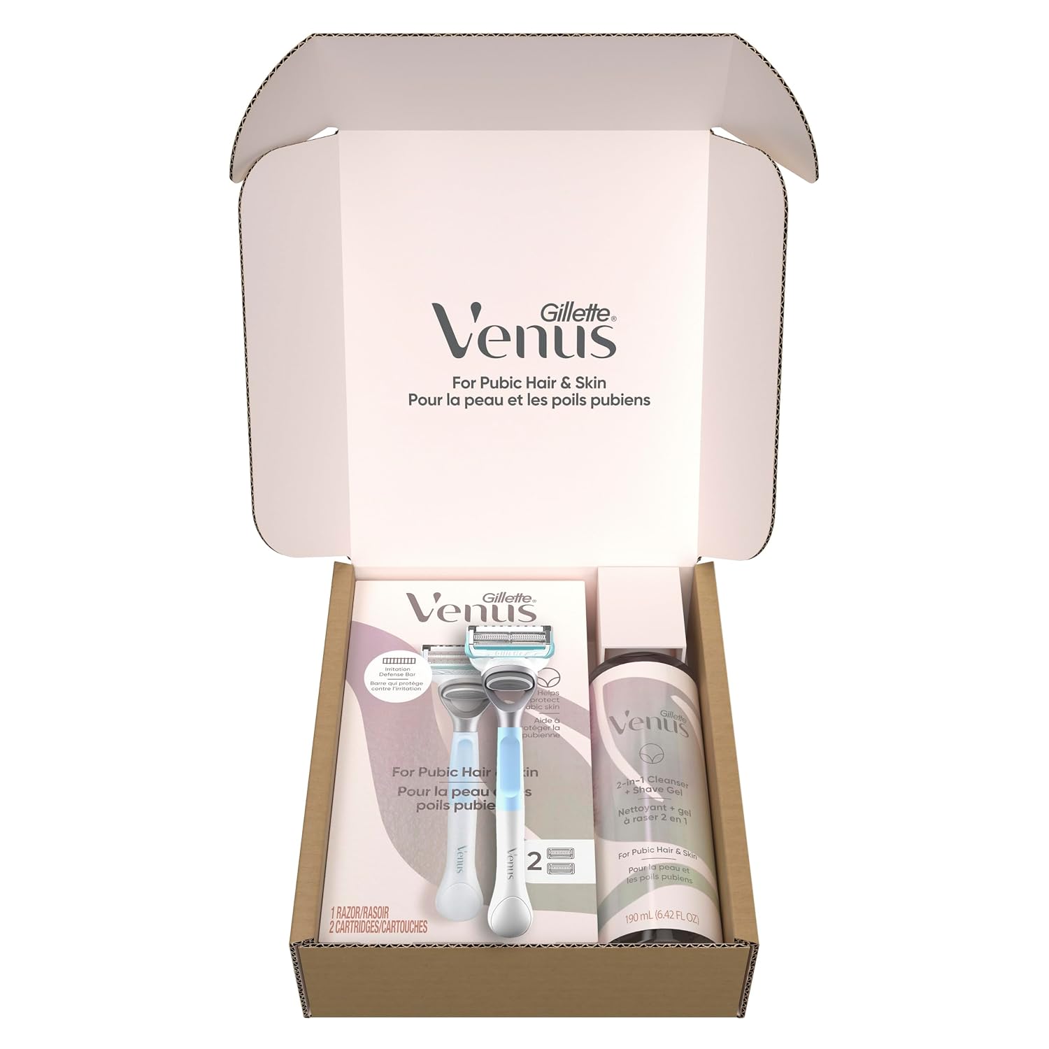 Gillette Venus for Pubic Hair and Skin Shaving Set, Women’s Razor, 1 Handle + 2 Blade Refills + 2-in-1 Cleanser - Image 13
