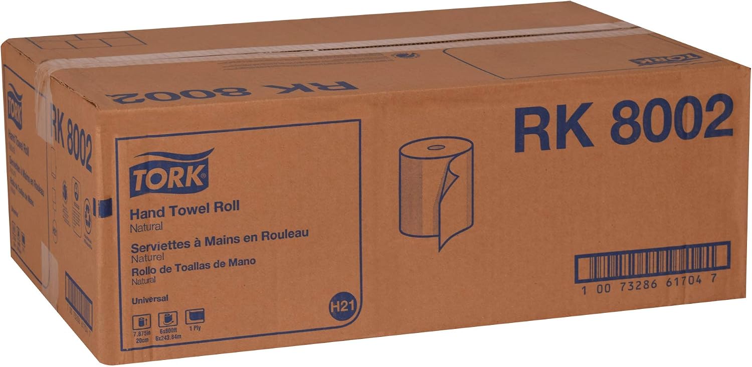 Tork Natural Paper Hand Towel Roll H21 100% Recycled Fiber, Universal Fit 6 Rolls x 800 Ft (RK8002) - Image 6