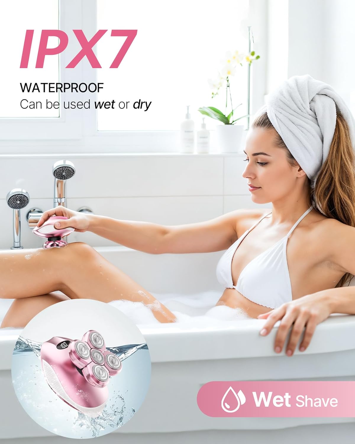 Electric Razors for Women, 5-in-1 Rechargeable Body Shaver - Waterproof Wet Dry Hair Remover - Trimmer for Lady Face Underarms Bikini,Lips,arms, Legs - Image 7