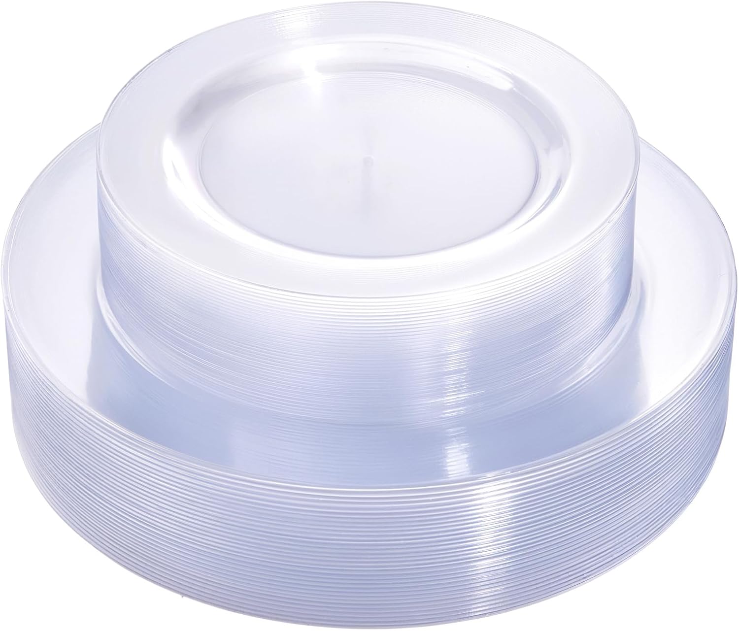 FLOWERCAT 60PCS Clear Plastic Plates - Disposable Clear Plates Heavy Duty for Christmas Party/Wedding/New Year - Include 30PCS 10.25inch Dinner Plates and 30PCS 7.5inch Dessert/Salad Plates - Image 2