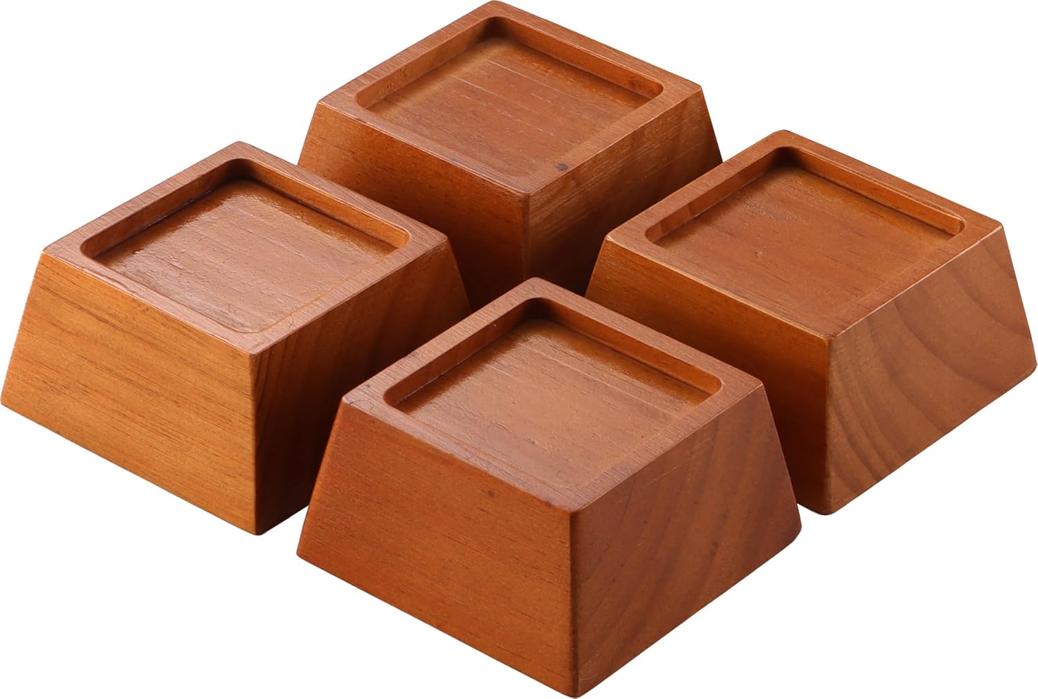 Lufia Wood Bed Risers 2 Inch, Premium Pine Furniture Risers - Sturdy, Stylish and Space Saving 2" Bed Lift for Sofa, Desk and More - 4-Pack (Brown Wood, 2 Inch) - Image 2