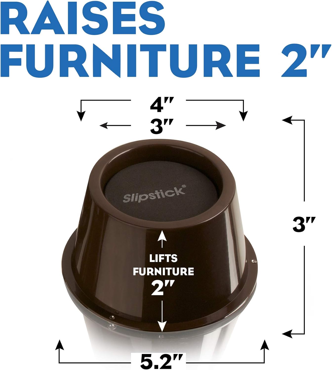 Slipstick CB654 2 Inch Lift Furniture Risers / Bed Risers, Adds 2" Height to Heavy Furniture or Beds (Set of 4) Supports 2,000 lbs,Chocolate/Dark Brown - Image 4