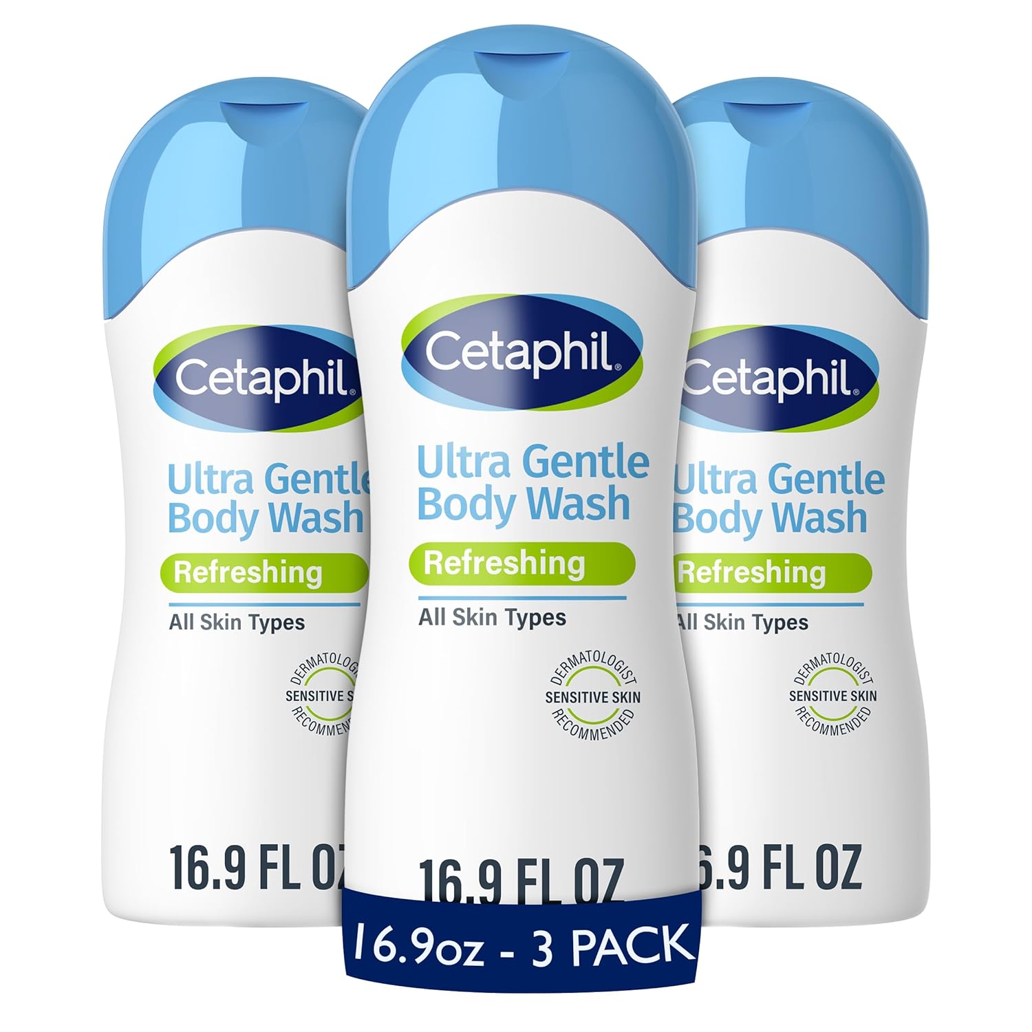 Cetaphil Ultra Gentle Refreshing Body Wash, Refreshing Scent For Dry to Normal, Sensitive Skin, 16.9oz Pack of 3, with Aloe Vera, Calendula, Vitamin B5, Hypoallergenic, Dermatologist Tested - Image 2