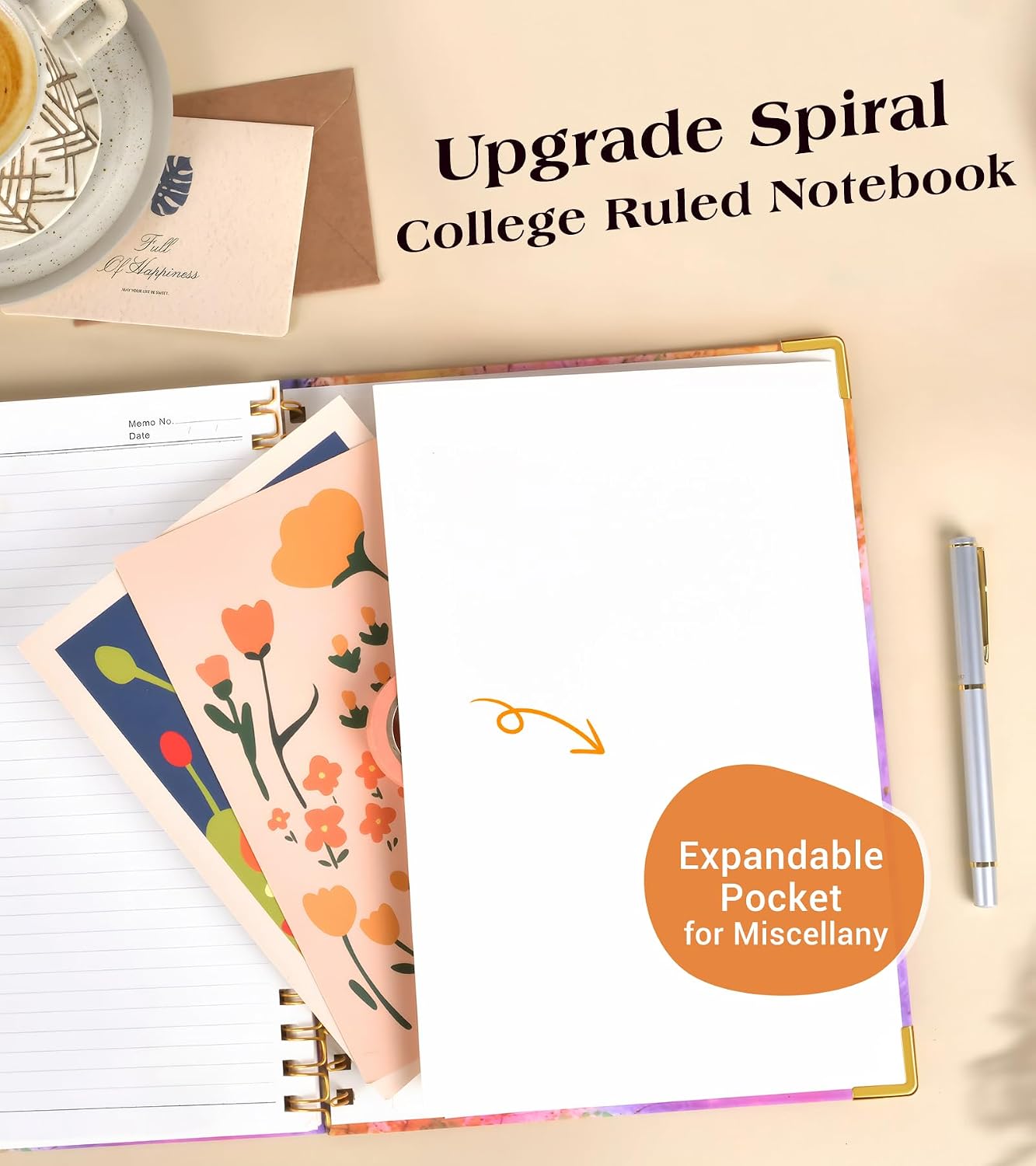 Lined Spiral Notebook Journal for Women, 150 Pages Cute Notebooks 5.75” x 8.38”, A5 Hardcover Spiral Journals with 100 GSM Thick Paper, College Ruled Notebook for Writing Work School, Autumn Tree - Image 5