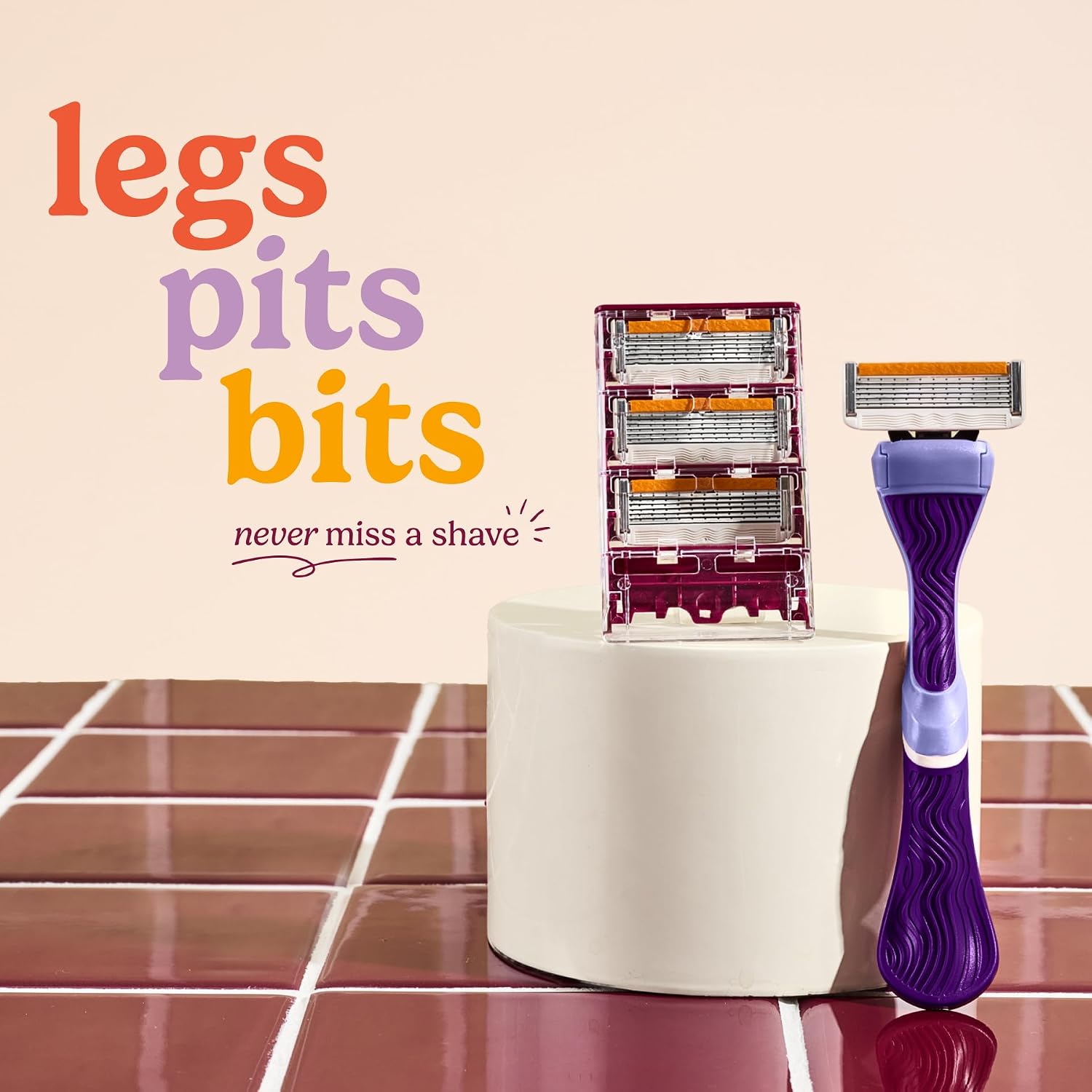 Dollar Shave Club for Women | 1 Purple Wavy Grip Handle, 4 Razor Refills, 1 Shower Hanger | Razors for Women, Womens Razors for Shaving - Image 7