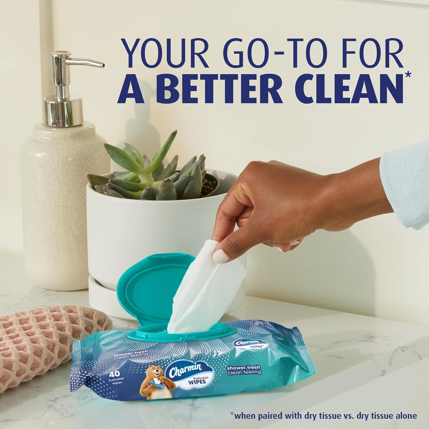 Charmin Flushable Wipes, 160 Total Wipes (4 Packs of 40) - Image 3