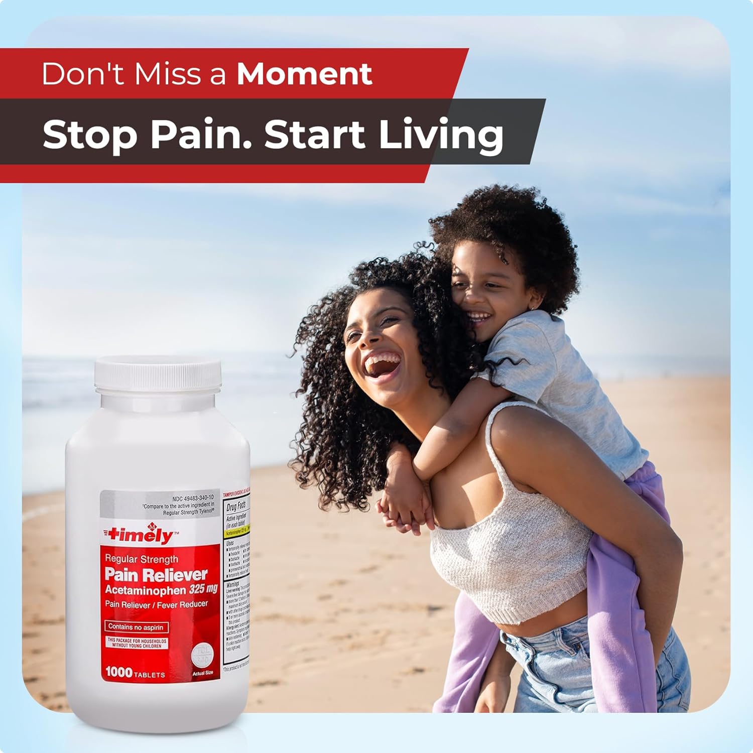TIME-Cap Labs 1000 Tablets Regular Strength Acetaminophen 325mg - Pain Reliever & Fever Reducer for Adults, Helps with Headaches, Backaches, Muscle Pain, Toothaches, Arthritis & Menstrual Cramps - Image 8