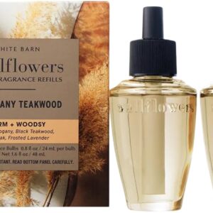 Bath & Body Works Wallflowers Refills, Mahogany Teakwood Scent, Plug-In Air Freshener Refills for Bedrooms, Bathrooms & Living Spaces, 2 Pack