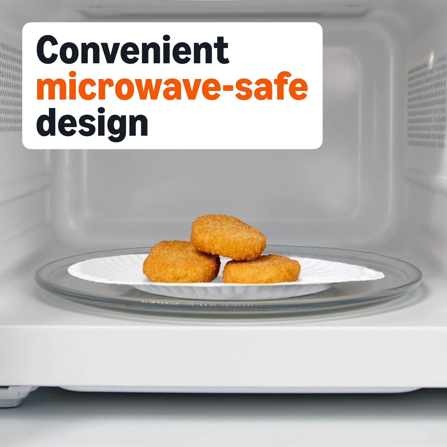 Amazon Basics 9" Uncoated White Paper Plates, Microwave Safe, 100 Count - Image 3