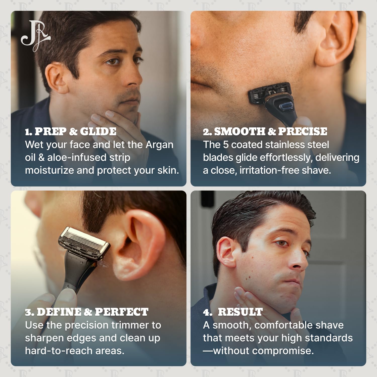 Jeremy's Razors for Men - Precision 5 Razor Blade Refills - 8 Cartridges (Fits All 2nd Gen Jeremy's Handles) - Precision Trimmer, Stainless Steel Design, Lubricating Strip - Men's Shaving Blades - Image 5