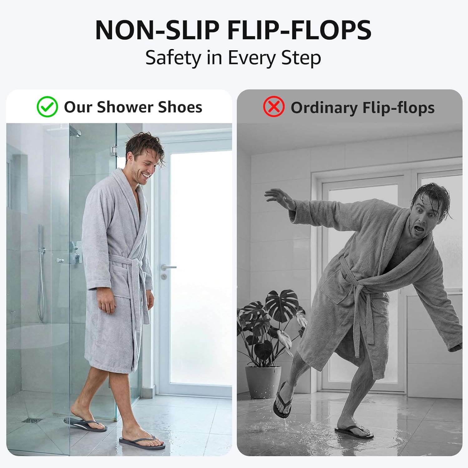 STQ Shower Shoes Men : Quick Dry Arch Support Flip Flops, Non Slip Mens Flip-Flop for Beach Pool College Dorm Bathroom Thong Sandals with Drain Holes - Image 6