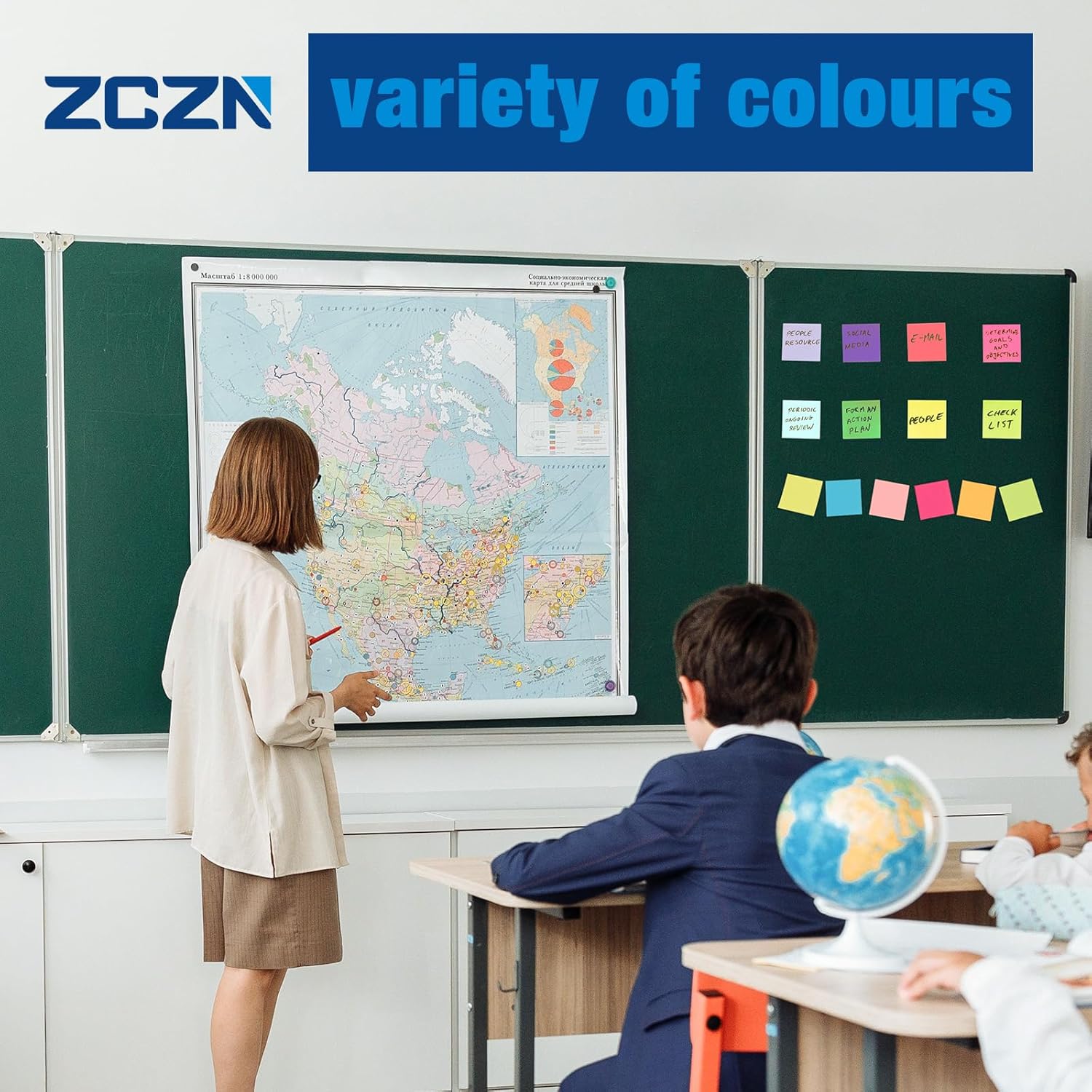 ZCZN 400 Sheets Pop-up Sticky Notes, 3 x 3 Inches, 4 Pads Bright Color Self-Stick Notes, 100 Sheets/Pad, White - Image 6