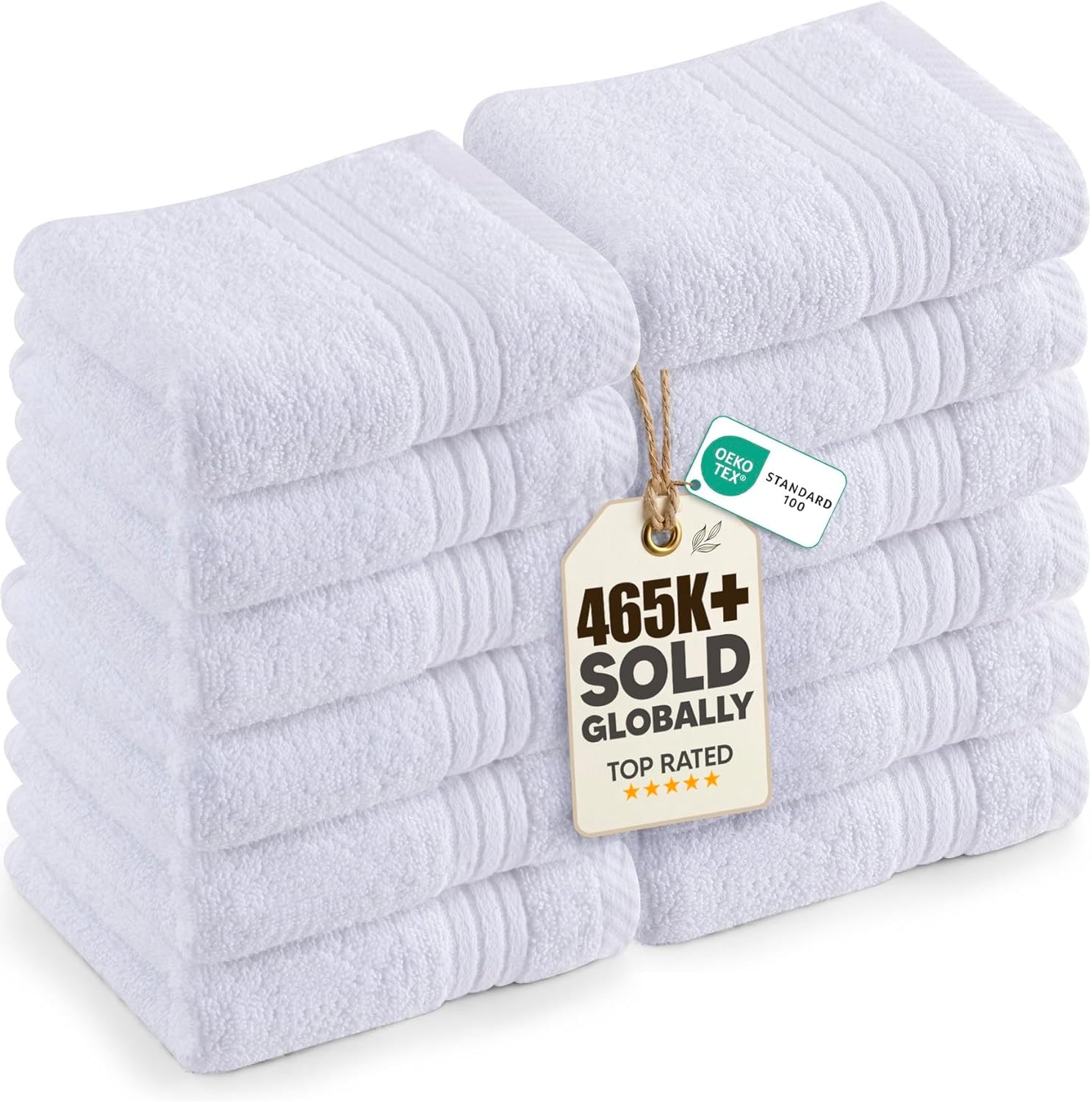 Utopia Towels 12 Pack Premium Wash Cloths Set, 12 by 12 Inches, 100% Cotton Ring Spun, Highly Absorbent and Soft Feel Washcloths for Bathroom, Spa, Gym, and Face, White