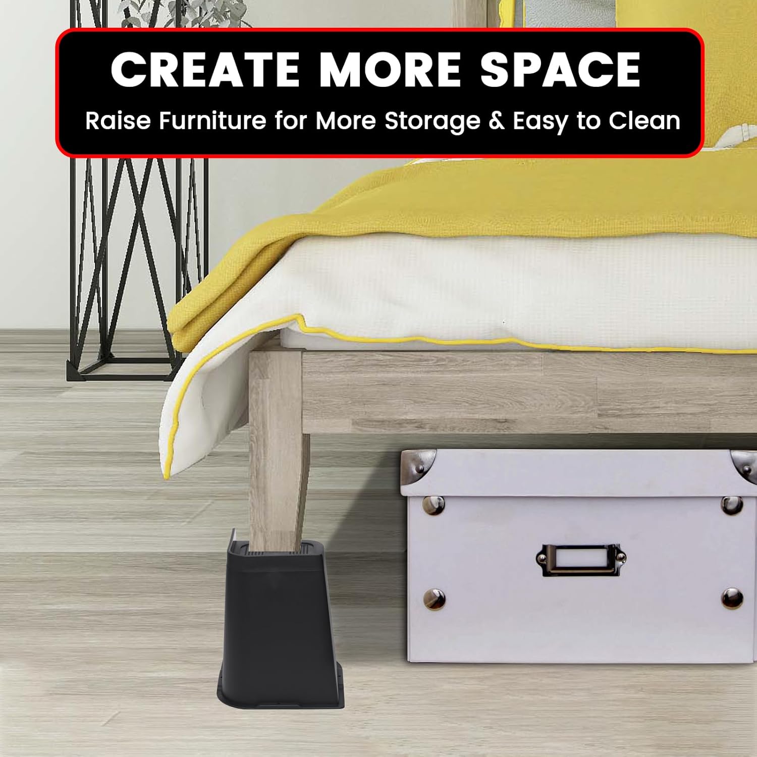 MYMULIKE Bed Risers 8 inch, Oversized Furniture Risers, Support Up to 6000 Lbs, Lift 8 inch for Couch, Sofa, Table,Chair (Black 4 Pack, 8 inch) - Image 7