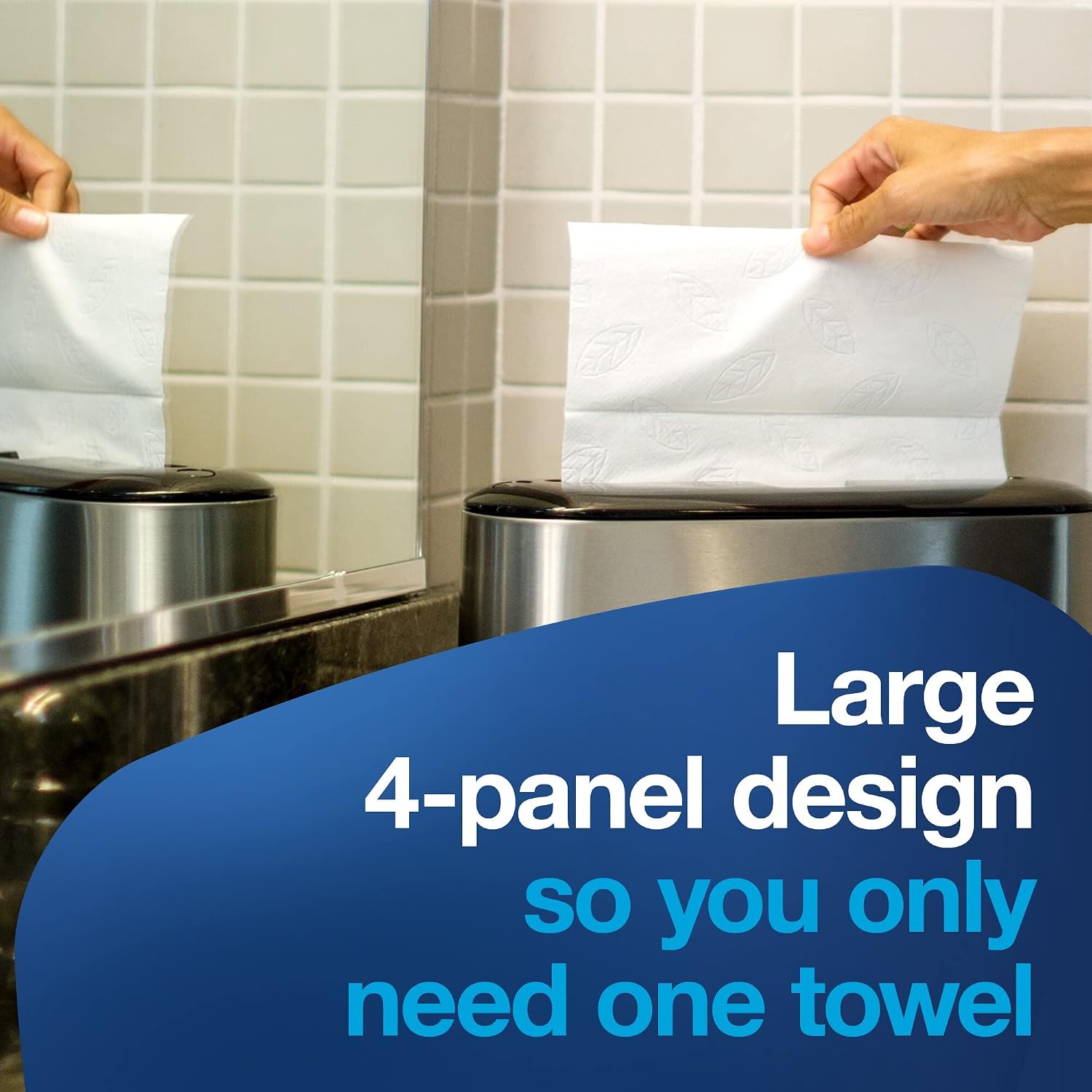 Tork Extra Soft Multifold Hand Towels White with Blue Leaf Print, H2 Dispenser Compatible 16 Packs x 94 Towels (101298) - Image 6