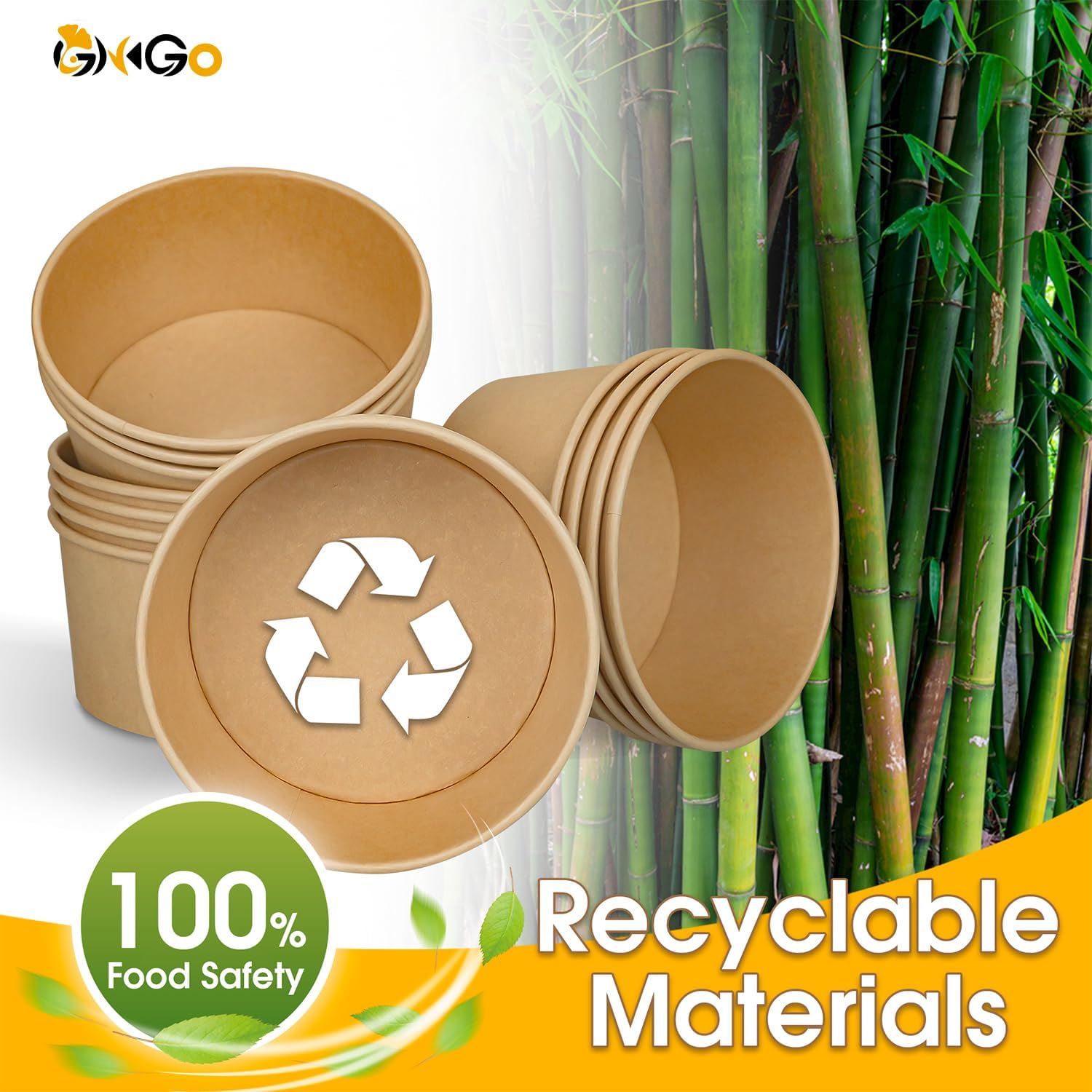 Ginkgo 90 Count 30 oz Extra Large Paper Bowls Leak Proof Disposable Hot Soup Bowls Bulk Large Salads Bowls, Heavy Duty Paper Bowls for Ice Cream, Hot Soup, Salad, Dessert, Cereals, Food - Image 5
