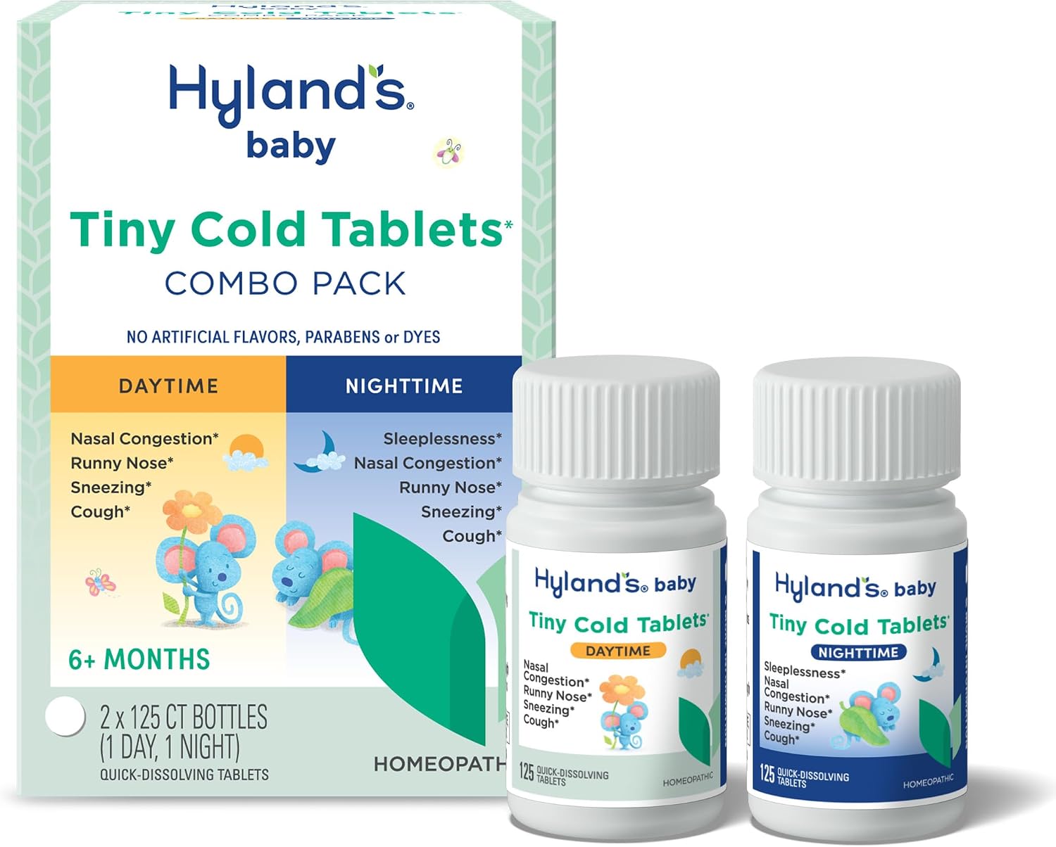 Hyland’s Baby Tiny Cold Tablets, Day and Night Value Pack, Infant and Baby Cold Medicine, Decongestant, Runny Nose and Cough Relief, 250 Quick-Dissolving Tablets - Image 2