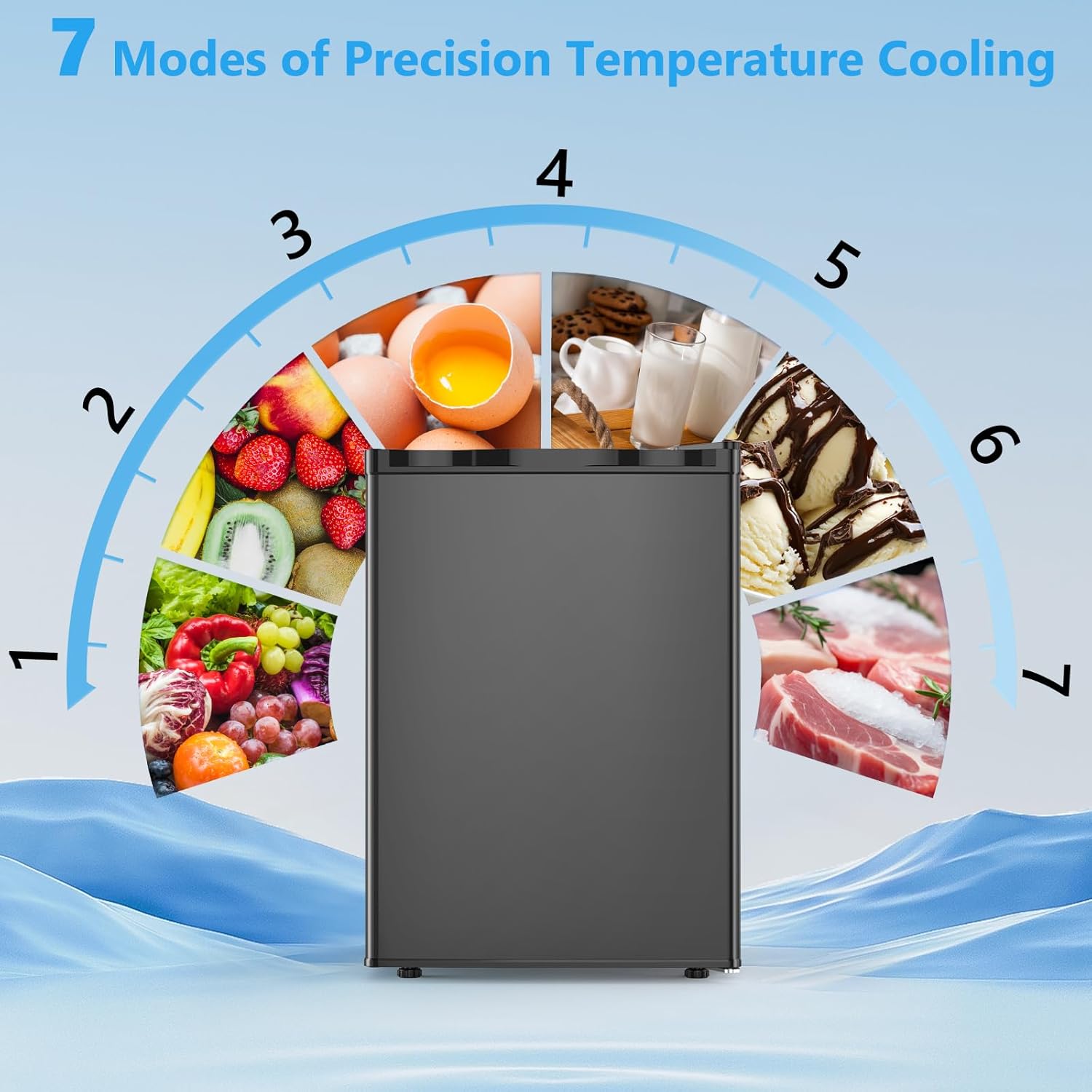 COWSAR 2.6 Cu.Ft Mini Fridge with Freezer, Single-Door Compact Refrigerator, 7 Settings Temperature Adjustable, 2 Removable Shelves, Commercial Small fridge for Bedroom, Office, Kitchen, Dorm, Black - Image 4