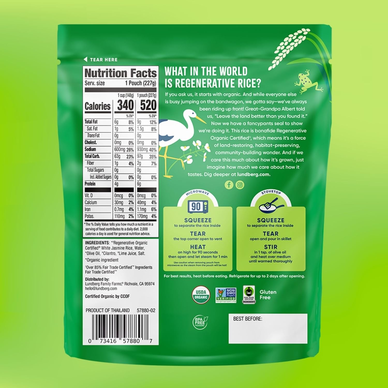 Lundberg Family Farms, Rice Jasmine Cilantro Lime Organic, 8 Ounce - Image 3