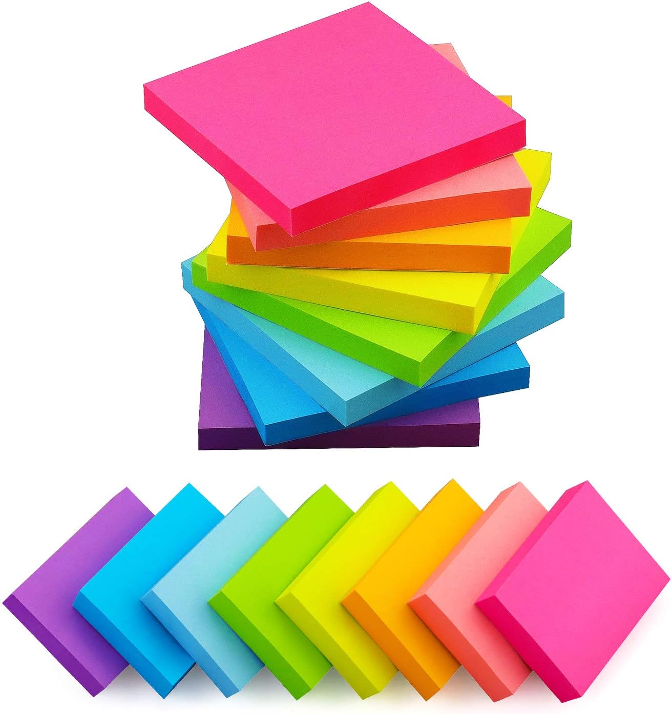 (16 Pads) 8 Pads 3x3 Sticky Notes and 8 Pads 1.5x2 Sticky Notes 8 Bright Multi Colors Self-Stick Notes 90 Sheet/Pad - Image 2