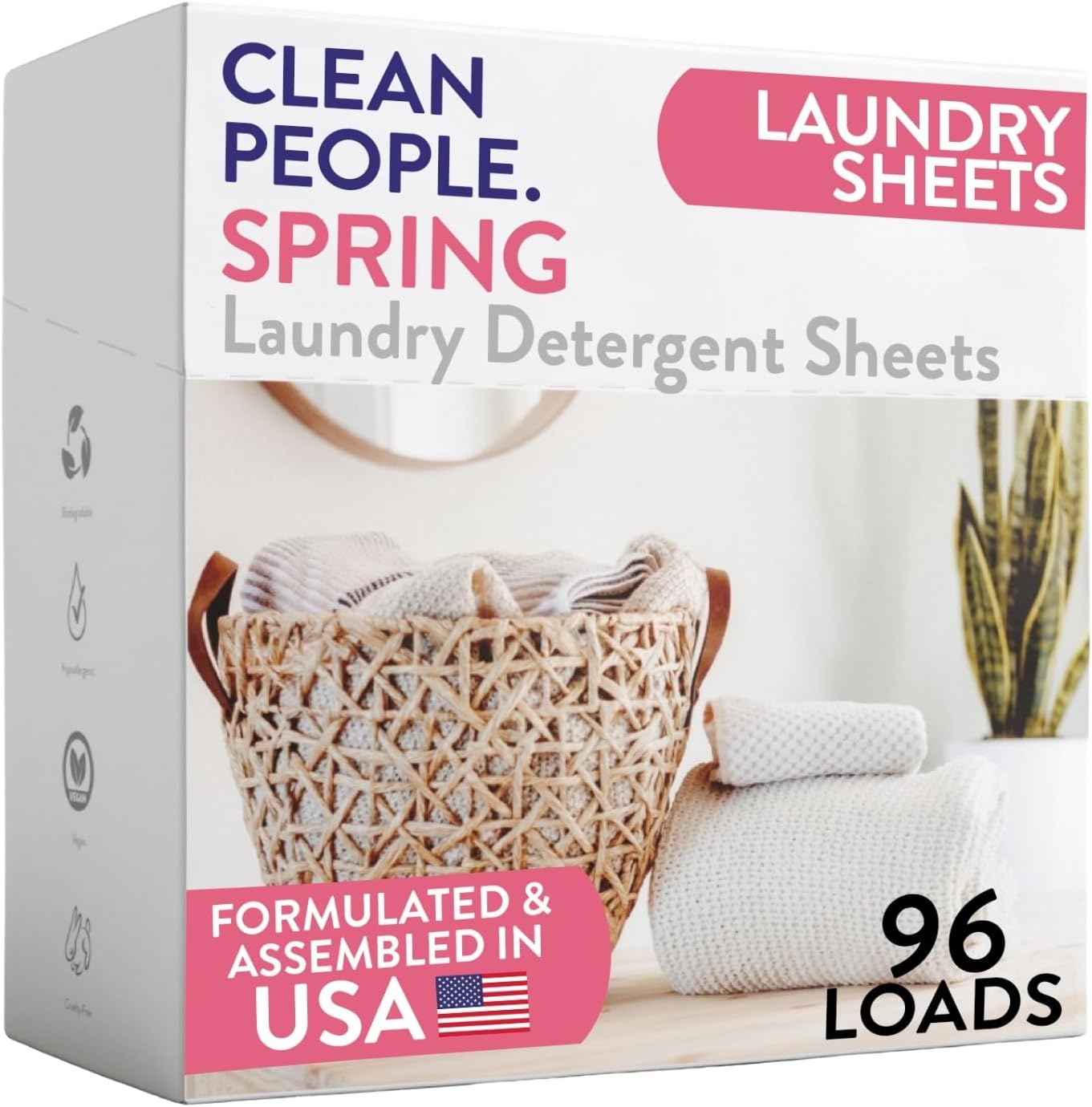 The Clean People Laundry Detergent Sheets - Laundry Soap - Ultra Concentrated, Recyclable Packaging, Stain Fighting - Spring Scent, 96 Pack - Image 2