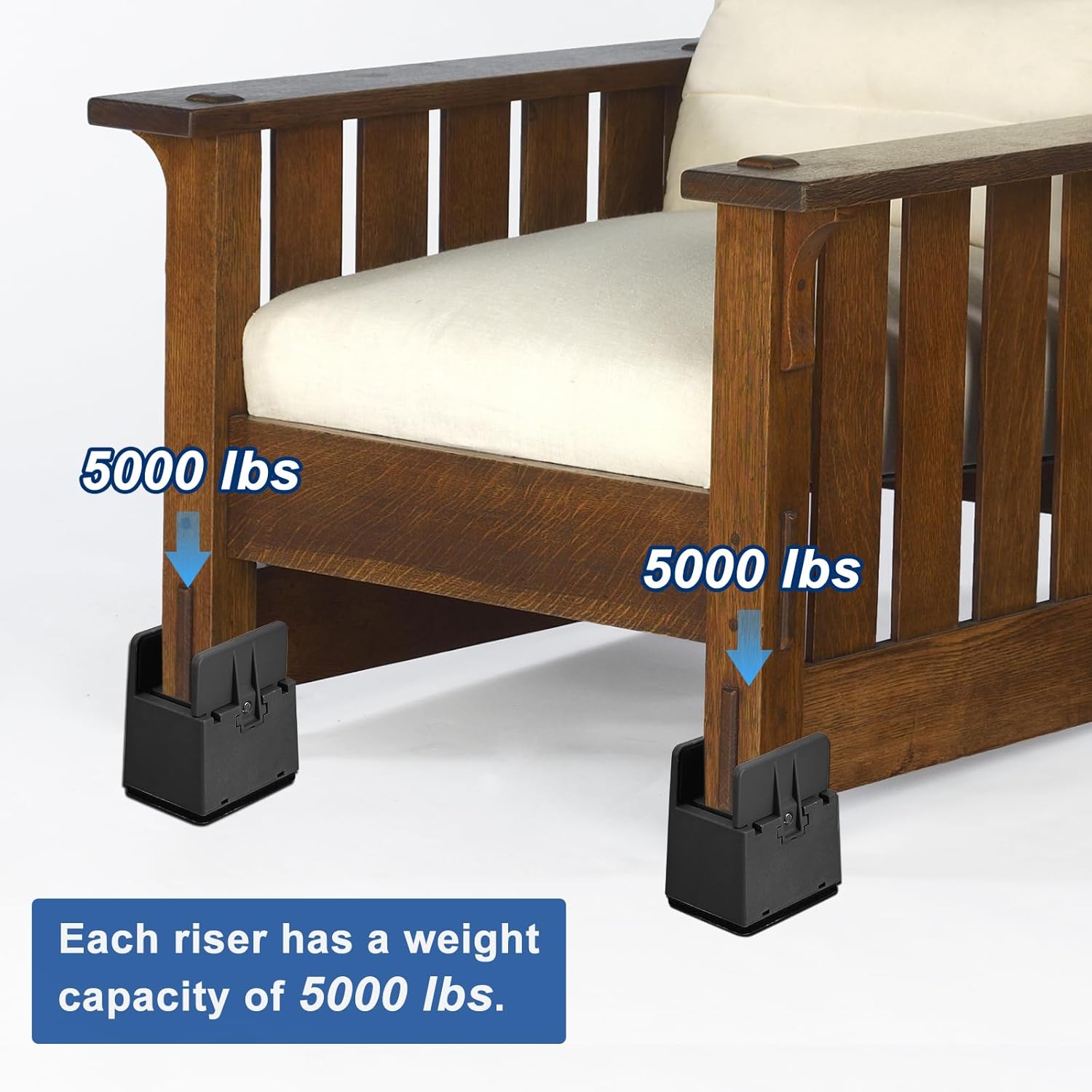 uxcell 2 inch Bed Risers with Adjustable Screw Clamp, 4Pcs Furniture Risers for Bed, Desk, Sofa, Table, Fit for Furniture Thickness 0.39-1.45", Supports 5000 Pounds, Black - Image 5