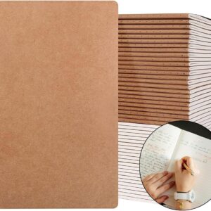 50 Pack A5 Lined Kraft Notebook Journals 8.3×5.5 In，Travel Journals Notebooks Bulk，Subject Notebooks 34 Sheets 68 Pages for Writing School Office Supplies (Lined-50 Pack)