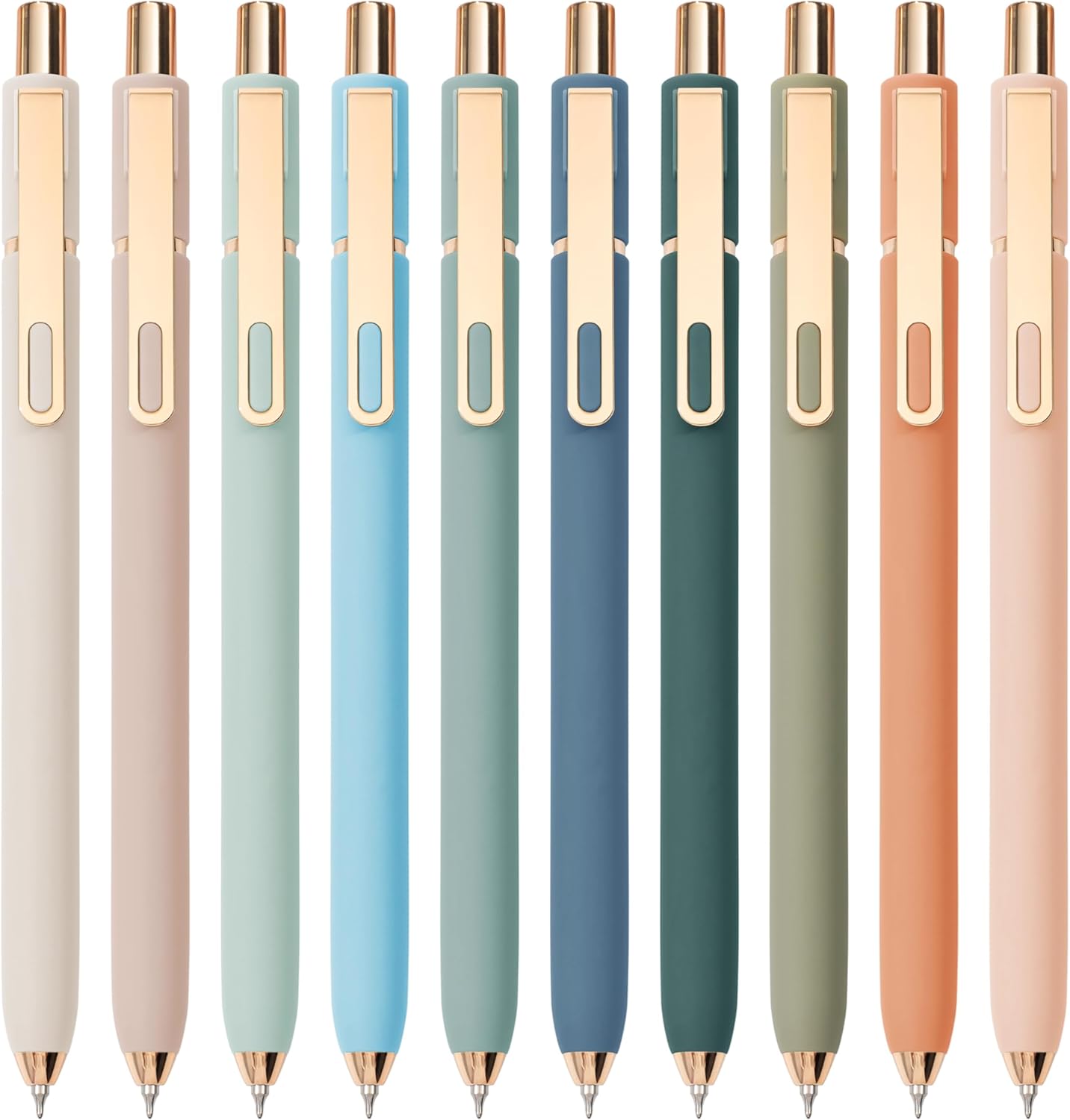 Linbsunne Gel Pens Black Ink Pens for Office 0.5mm Fine Point Pen Smooth Writing Retractable (Metal gold clip-10 pcs) - Image 2