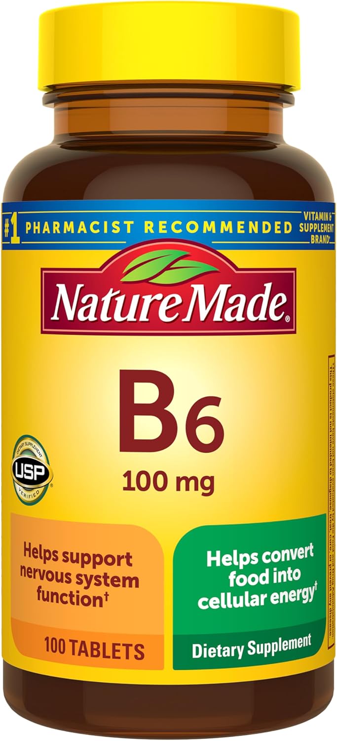 Nature Made Vitamin B6 100mg, B6 Vitamins for Energy Metabolism Support, 100 Tablets, 100 Day Supply - Image 2