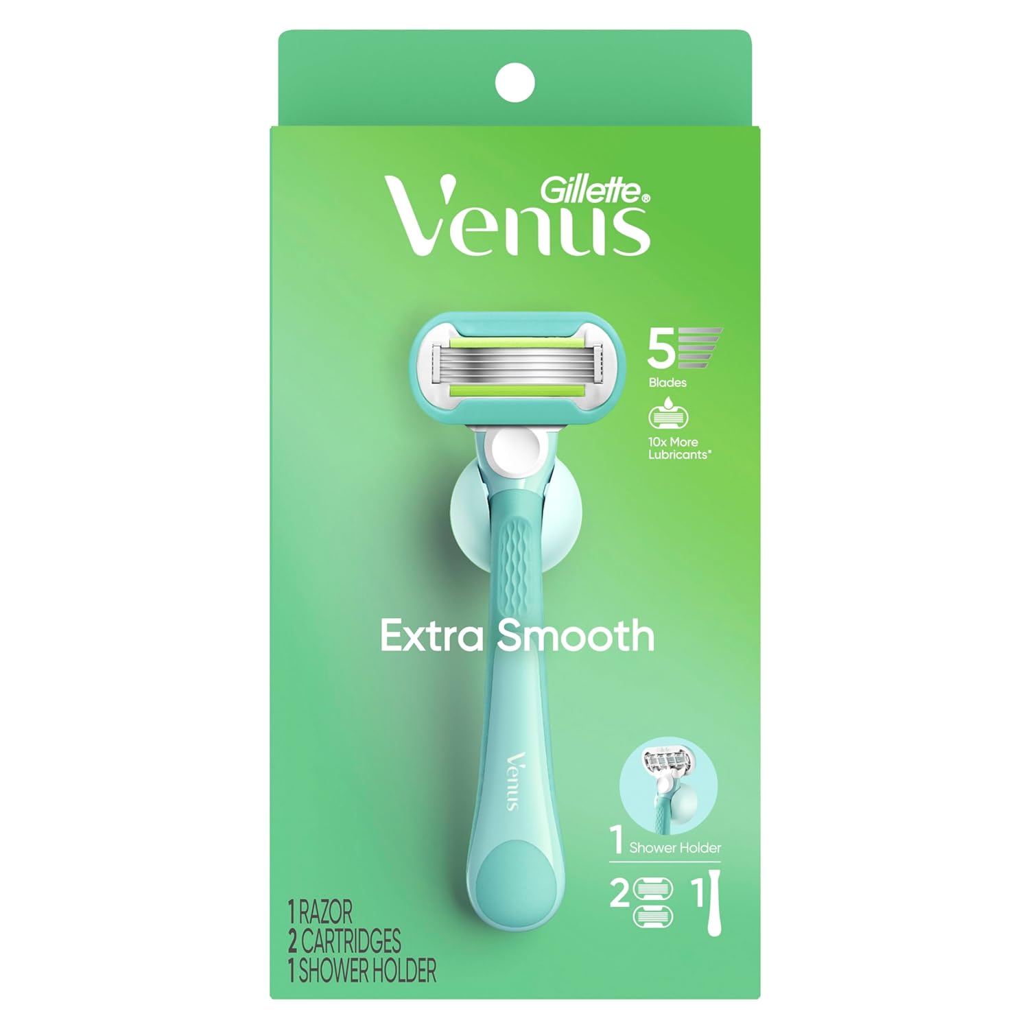 Gillette Venus Extra Smooth Razor for Women, Includes 1 Reusable Razor Handle + 2 Refills, Ergonomic No-Slip Gel Handle and Shower Holder - Image 11