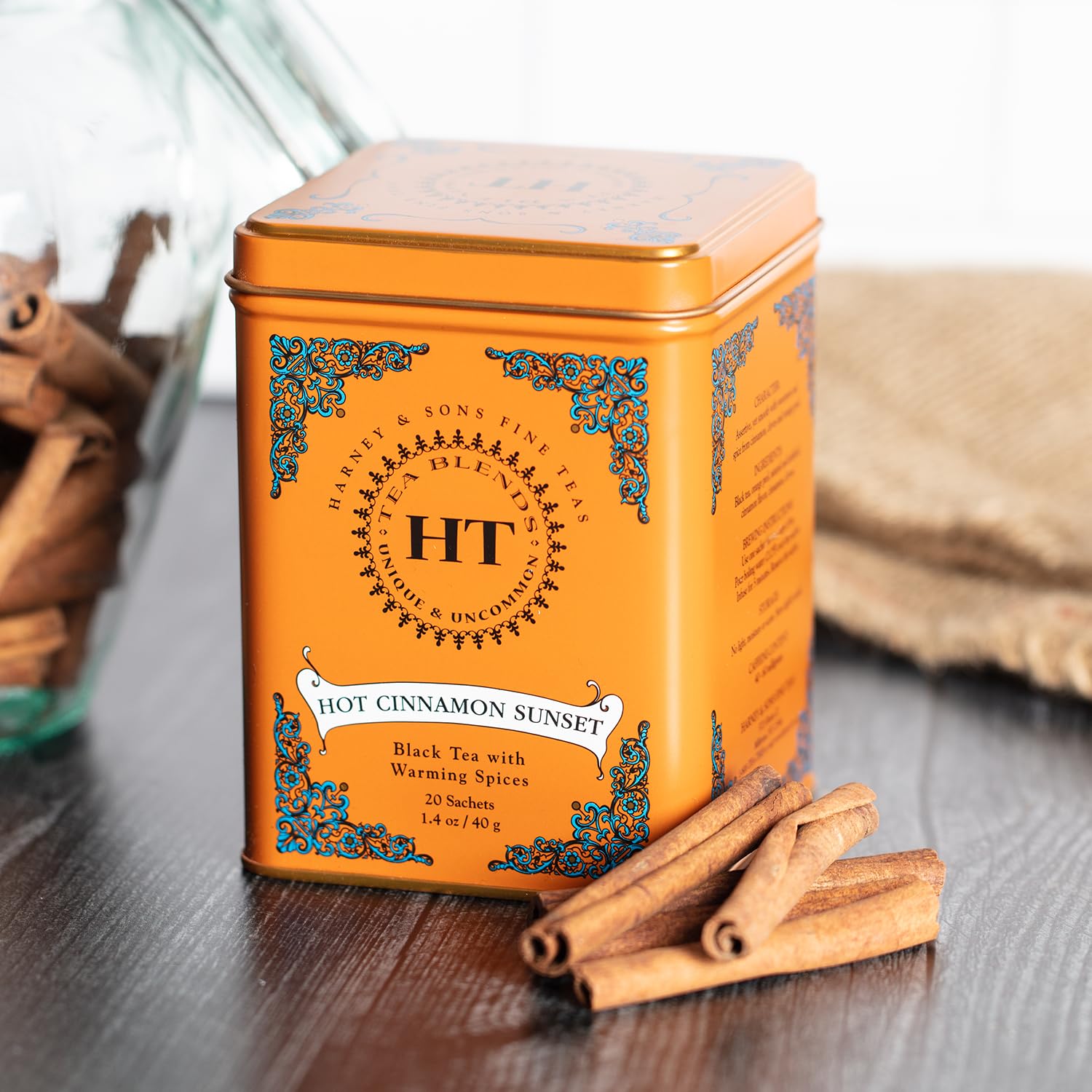 Harney & Sons Caffeinated Hot Cinnamon Sunset Black Tea with Orange and Cloves Tin 20 Sachets (Pack of 1) - Image 9