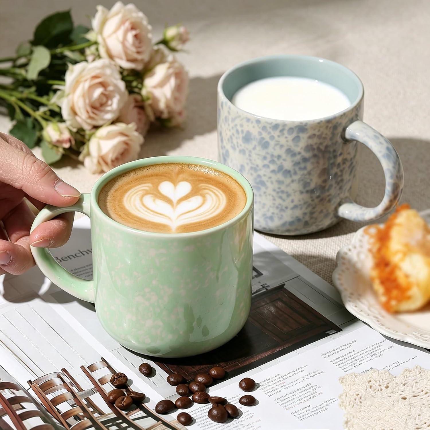 MONITO 12 OZ Coffee Mugs Set of 4, Modern Ceramic Coffee Mugs Set with handle for Tea/Latte/Cappuccino/Milk/Cocoa. - Image 8