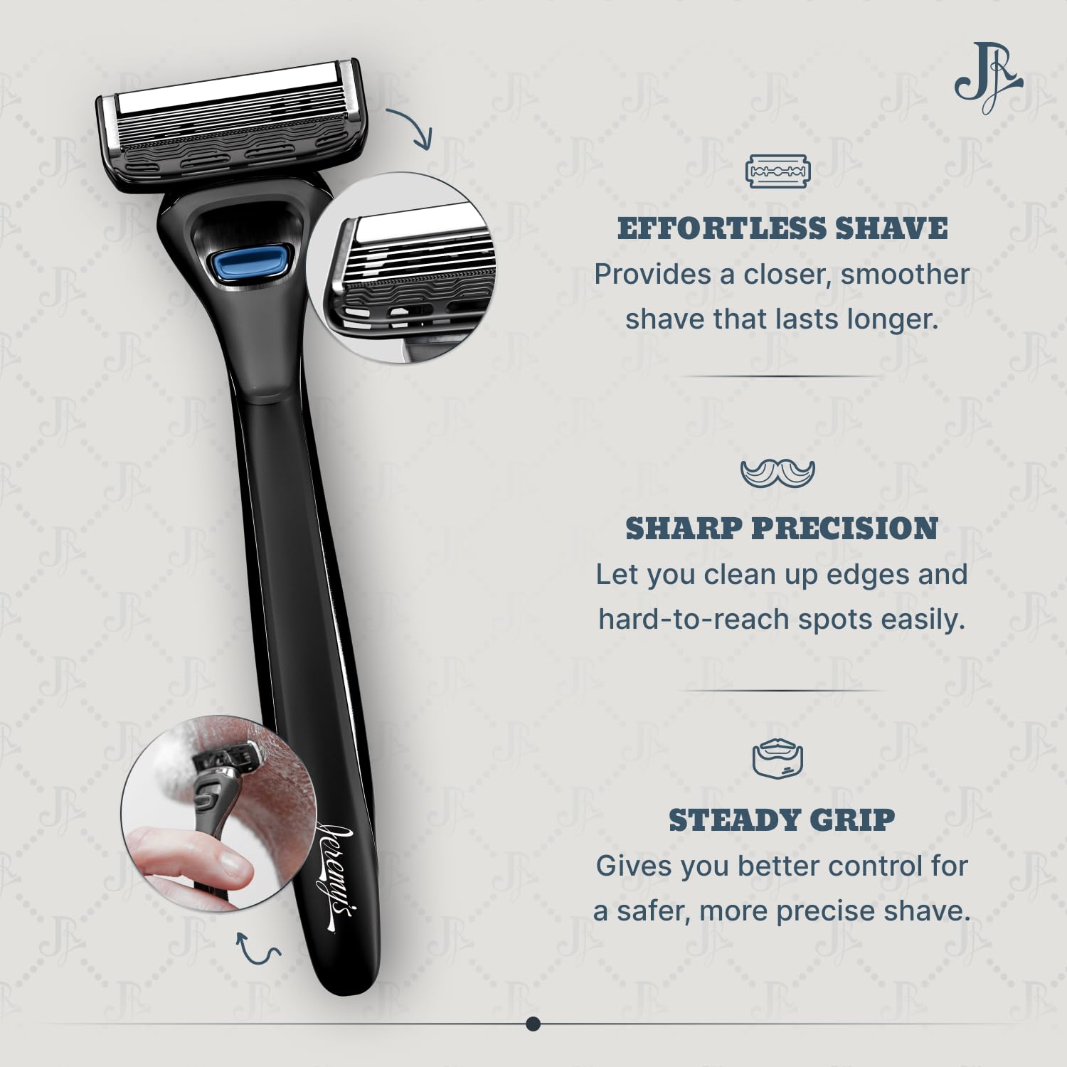 Jeremy's Razors for Men - Precision 5 Razor Blade Refills - 8 Cartridges (Fits All 2nd Gen Jeremy's Handles) - Precision Trimmer, Stainless Steel Design, Lubricating Strip - Men's Shaving Blades - Image 4