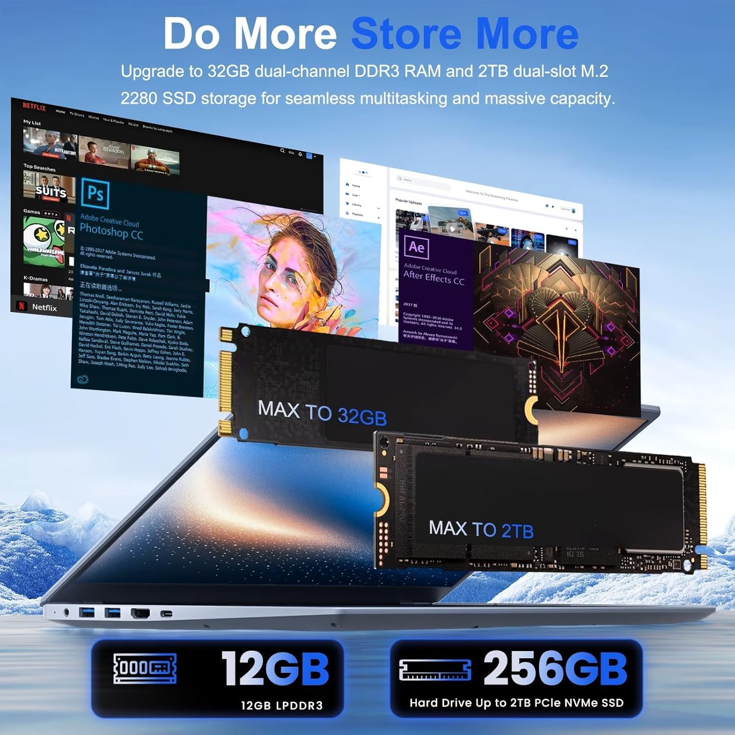 2026 Silver Laptop, Pentium Gold 6500Y Processor(Up to 3.4 GHz),12GB RAM 256GB SSD,15.6 Inch FHD IPS Display, 5000mAh Battery,Type-C,Portable Laptops Computer for Business Office - Image 6