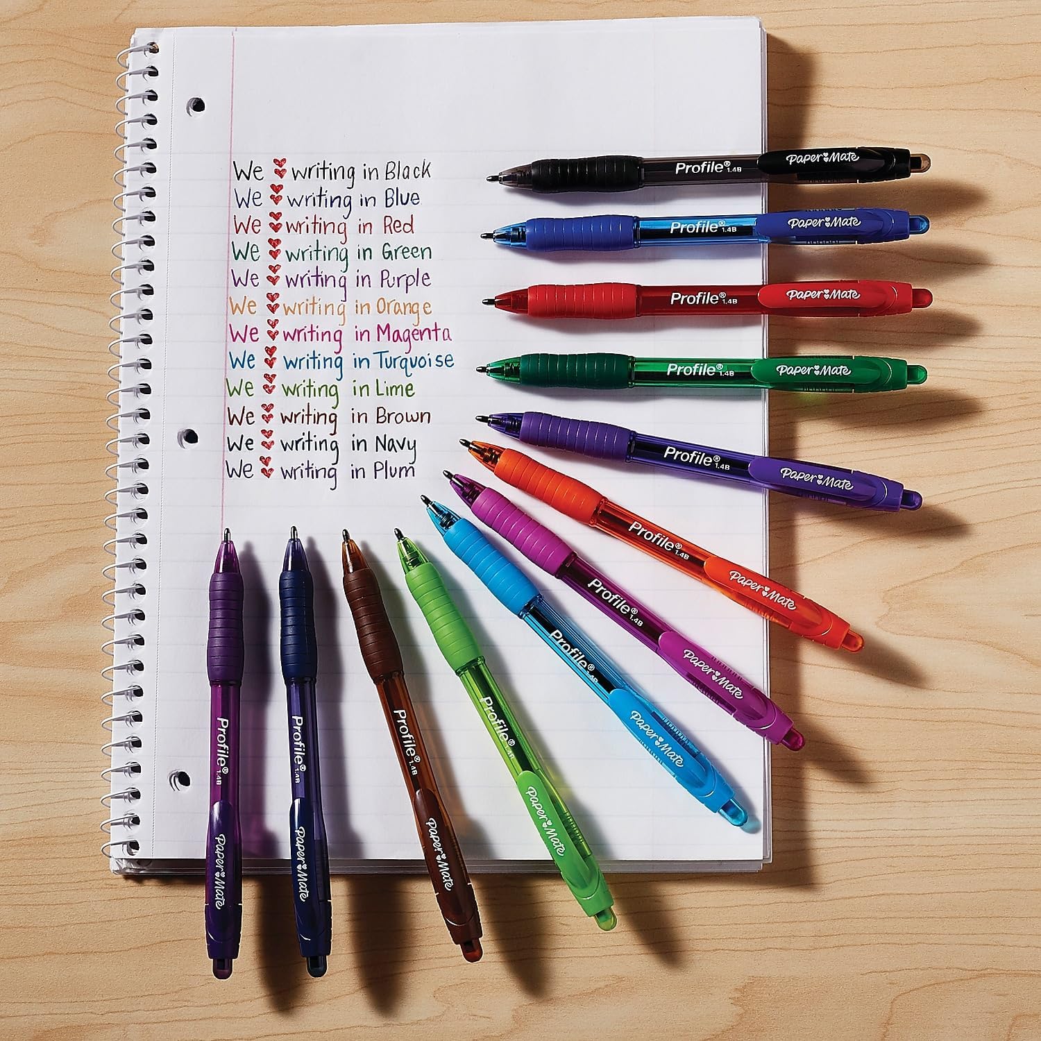 Paper Mate Profile Retractable Ballpoint Pens, Bold Point (1.4mm), Assorted Colors, 12 Count - Back to School, Office, Teacher Supplies - Image 3