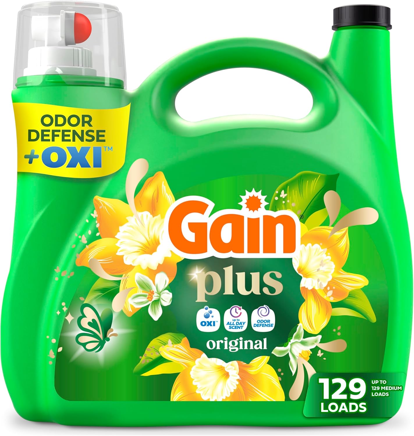 Gain Plus Liquid Laundry Detergent, Cleaner, Fresher, Now with Oxi, Original Scent, 170 fl oz, 129 Loads - Image 2