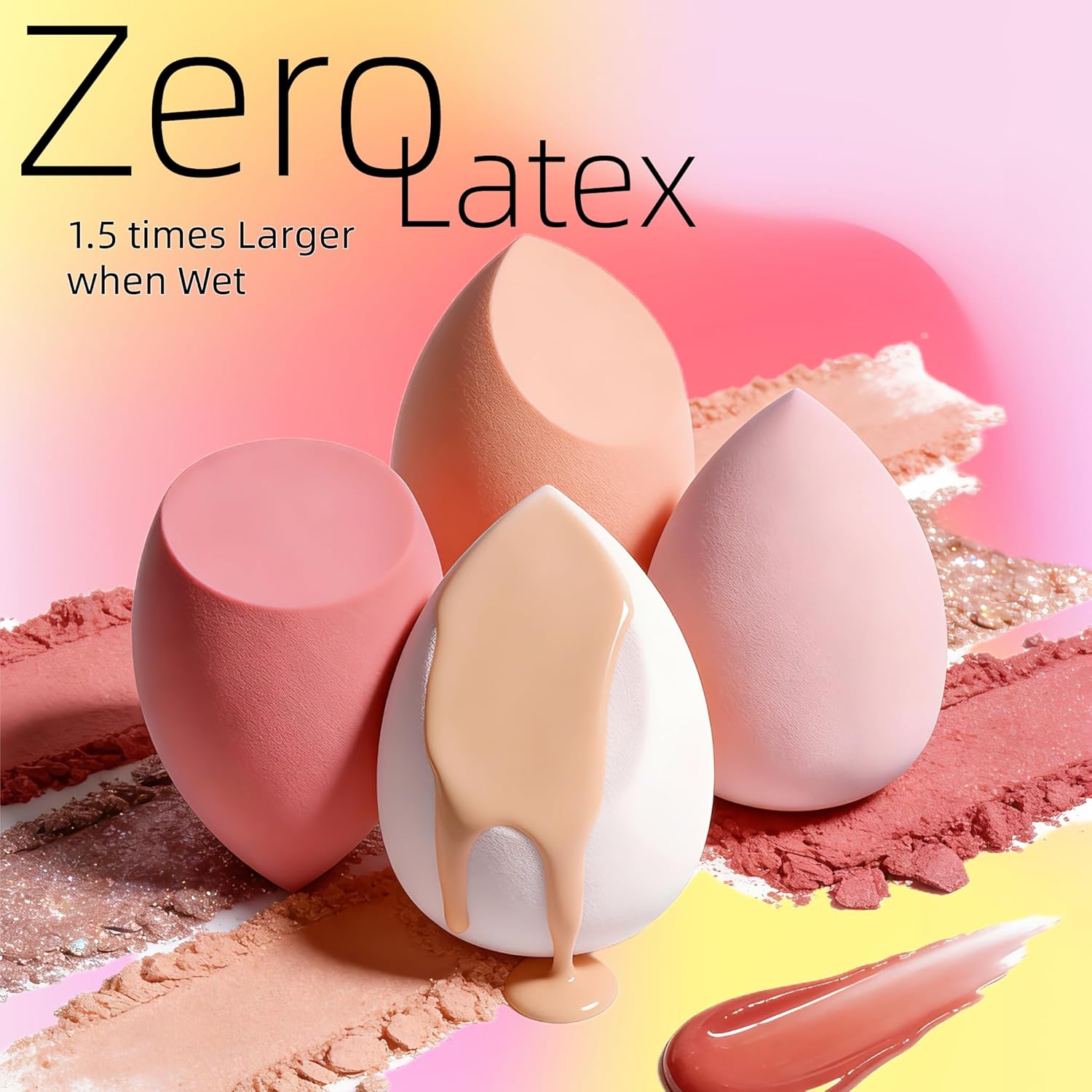 Makeup Sponge Set BS-MALL with Storage Case 7 Pcs for Liquid, Cream, and Powder,SAVE Foundation with 1 Mini Makeup Sponge For Travel Daily Use (A-Pink) - Image 5