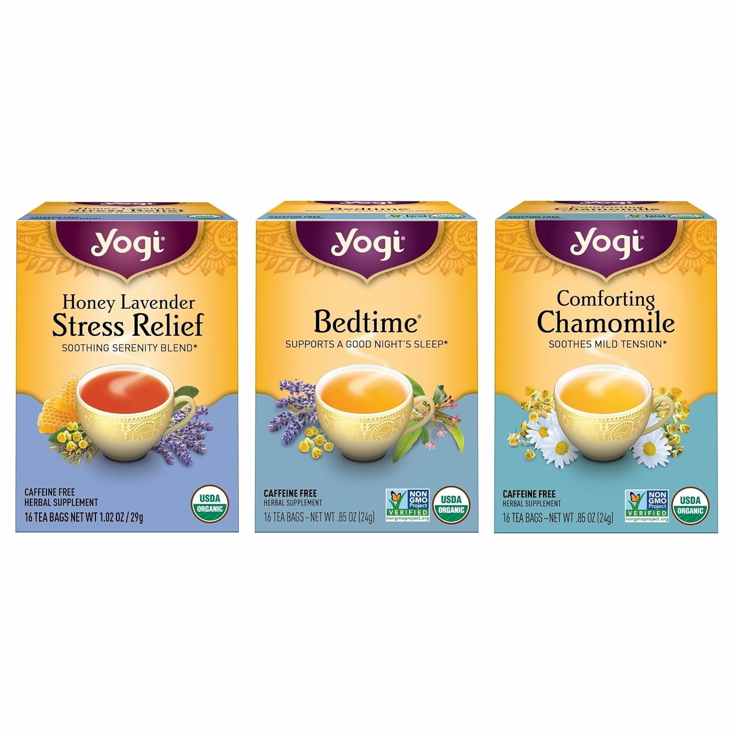 Yogi Tea Relaxation & Stress Relief Variety Pack – 16 Bags per Pack (3 Packs) - Relaxing Sampler - Includes Honey Lavender, Bedtime & Comforting Chamomile - Image 2