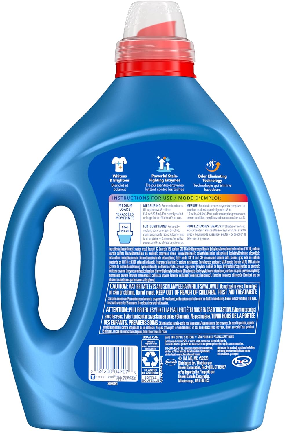 Persil Advanced Clean Oxi+Odor Power, Laundry Detergent Liquid, 82.5 Fl Oz, 82 Loads, Ultra Concentrated Laundry Soap, Fights Tough Stains and Odors, All Water Temperatures, HE Safe - Image 7