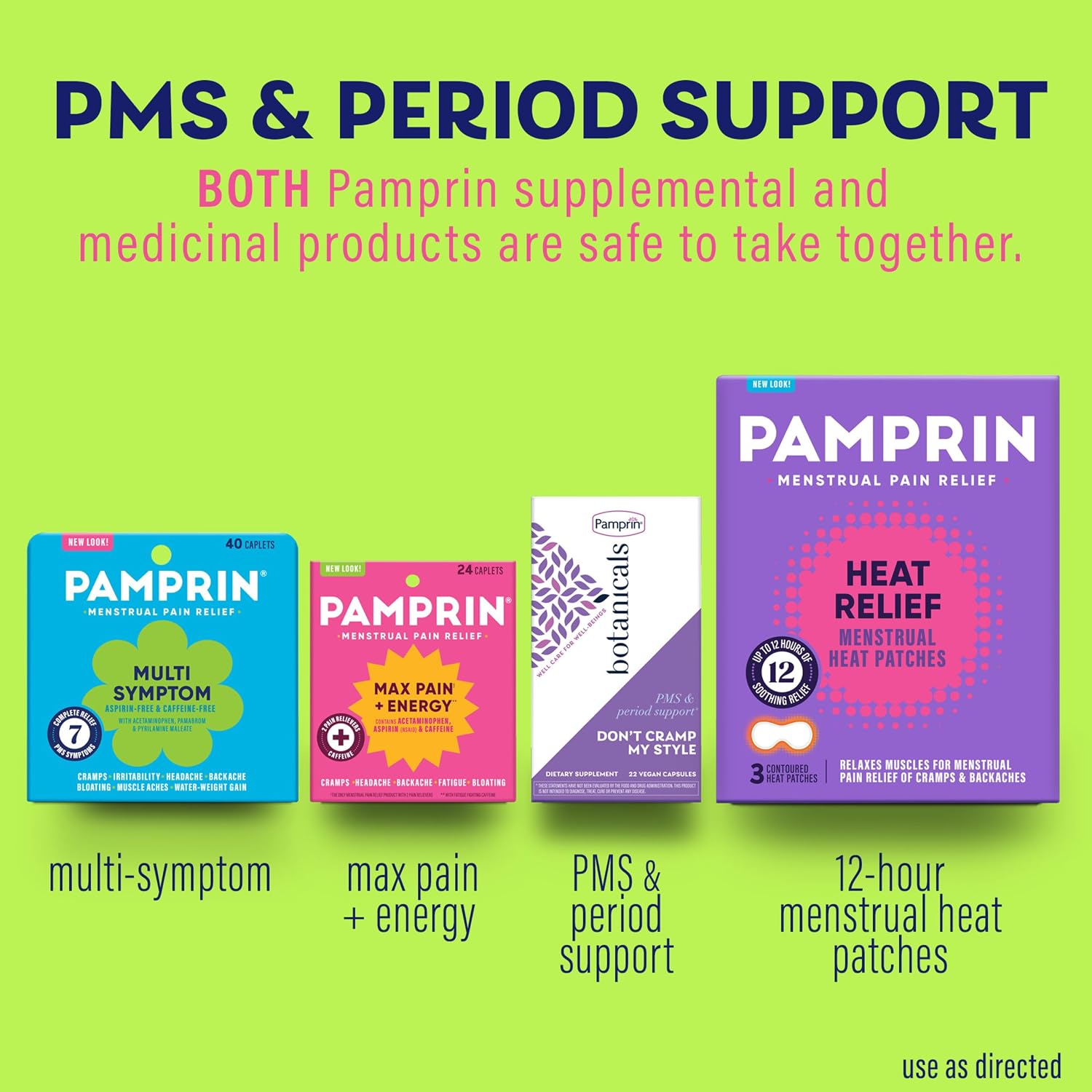 Pamprin Multi-Symptom Formula, with Acetaminophen, Menstrual Period Symptoms Relief including Cramps, Pain, Bloating, and Irritability 40 Caplets - Image 8