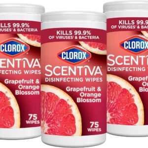 Clorox Scentiva Disinfecting Wipes, Grapefruit and Orange Blossom, 75 Count Each (Pack May vary) (Pack of 3)