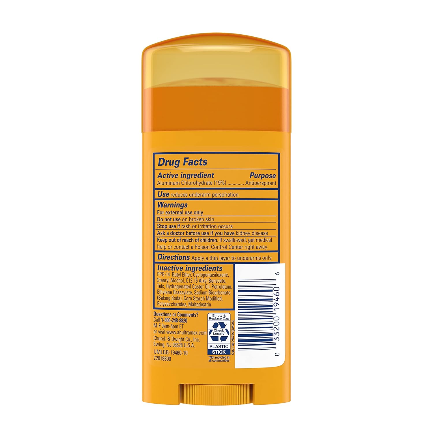 ARM & HAMMER ULTRAMAX Anti-Perspirant Deodorant Solid Unscented 2.60 oz (Pack of 2) - Image 4