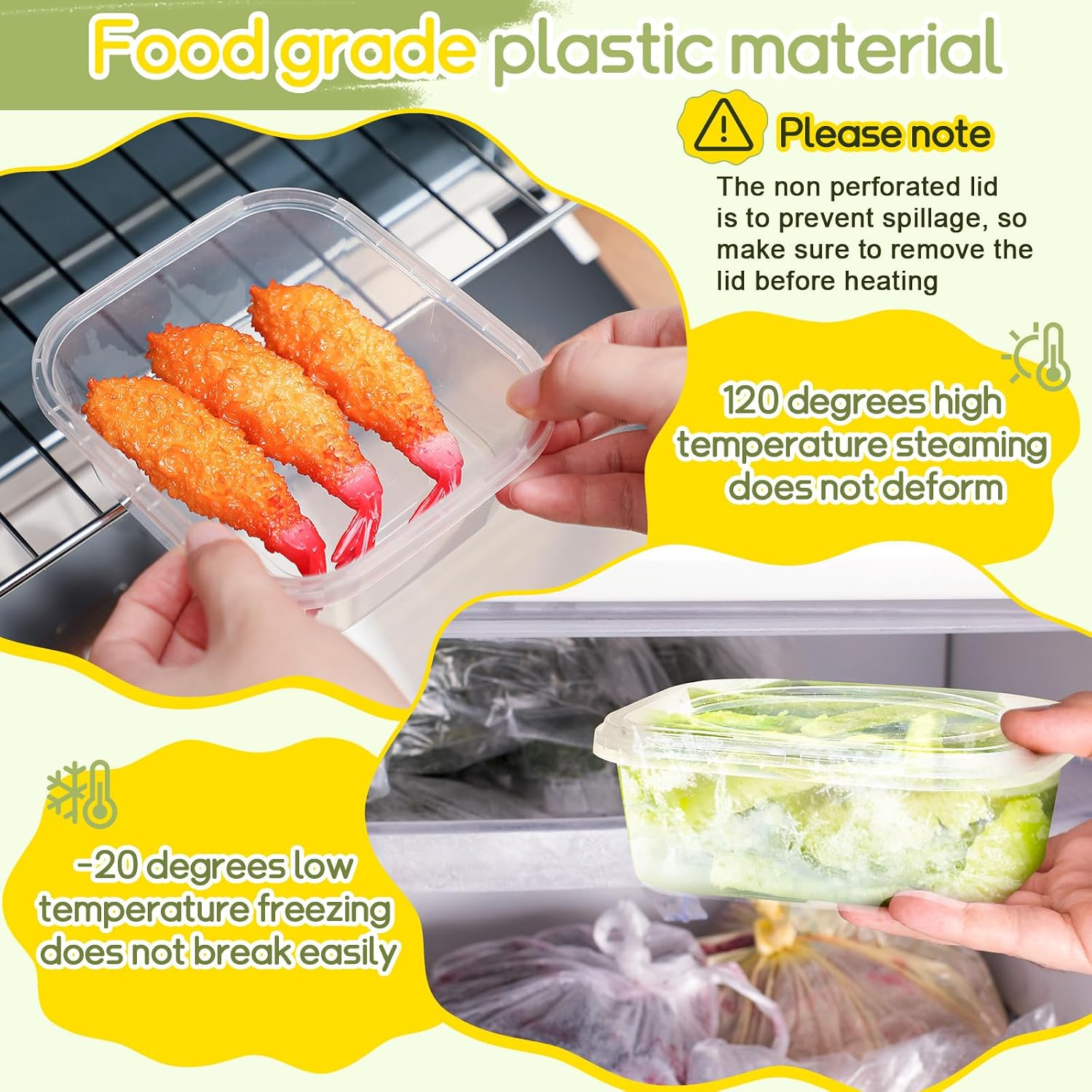 100 Pack 12 oz Deli Containers with Lids, Tamper Proof Leak Resistant Clear Plastic Food Storage Containers, Airtight Meal Prep Container for Soup Salad Tiramisu, Microwave & Dishwasher Safe - Image 7