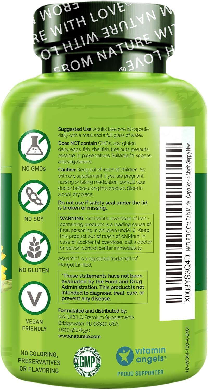 NATURELO One Daily Multivitamin for Women w/Vitamin B12, 120 Ct, Energy Support, Whole Food Daily Women Multivitamin Supplement, Nourish Hair/Skin/Nail, Non-GMO, No Soy, Gluten Free, 4 Month Supply - Image 7