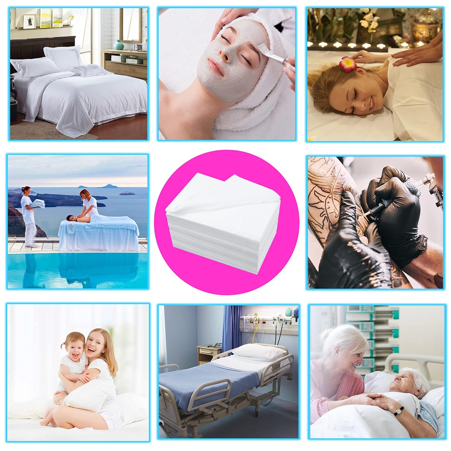 Disposable Bed Sheets 100 Pcs 31" x 71" Massage Table Sheets Non Woven Fabric SPA Bed Cover Breathable for Massage Beauty Tattoos(White) - Image 7