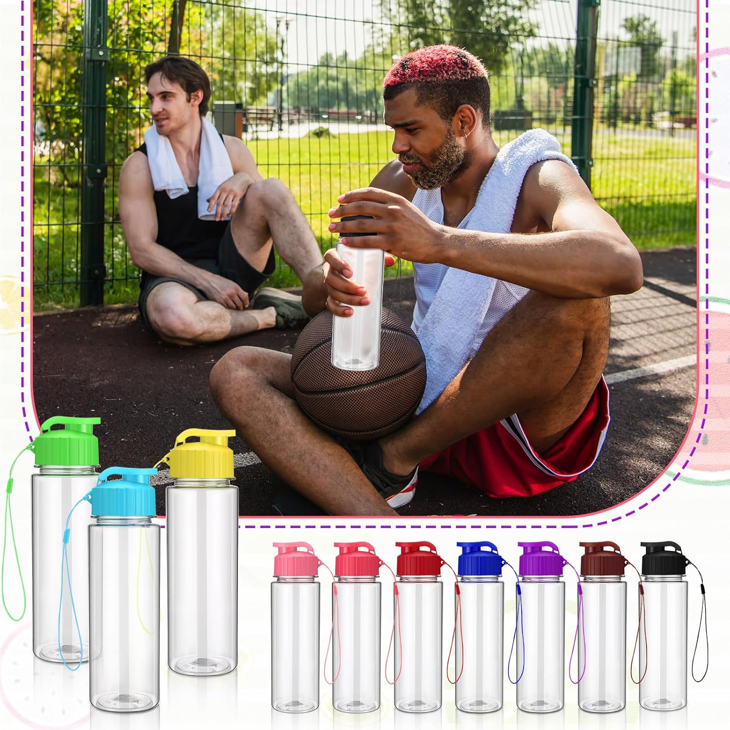 Domensi 50 Pieces Plastic Water Bottle Bulk 17 oz Sports Adults Reusable Large Water Bottles with Leak Proof Flip Top for Adults Fitness(Multicolor) - Image 6