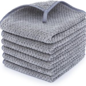 MaopaoBeauty Washcloth Set for Bathroom – Quick Drying – Ultra Soft Microfiber Absorbent Towel for Bath Fitness, Gym, Shower, Hotel, and Spa – 13×13 Inch | Set of 6, Grey