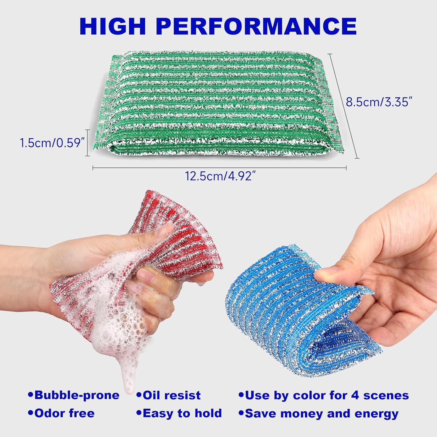 Premium 8-Pad Sponges Kitchen - Upgraded Dish Sponge, Scrubber, Brush, Ideal for Dishes, Pots, Sink - Image 4