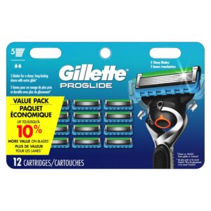 Gillette Fusion5 ProGlide Razor for Men, 12 Blade Refills with Precision Trimmer